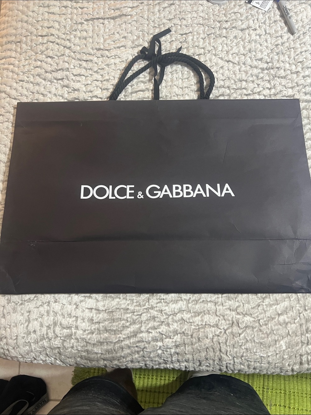 Dolce & Gabbana Black Shopping Bag with White Logo